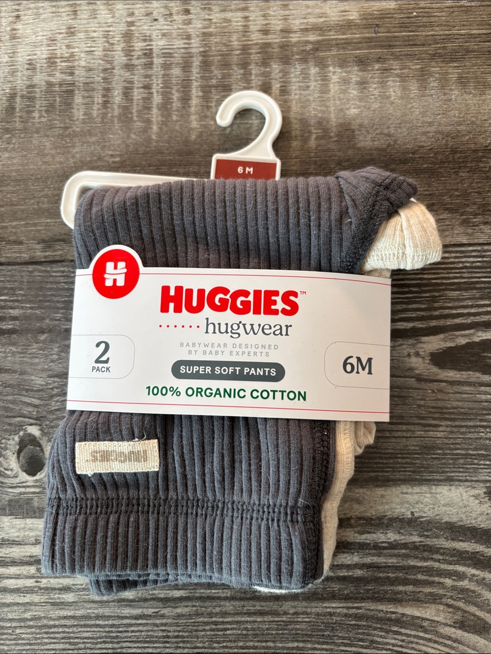 Huggies Hugwear 2-Pack Baby Pants - Gray & Cream (6M)